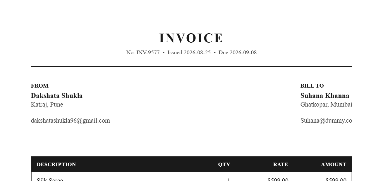 Classic invoice template preview