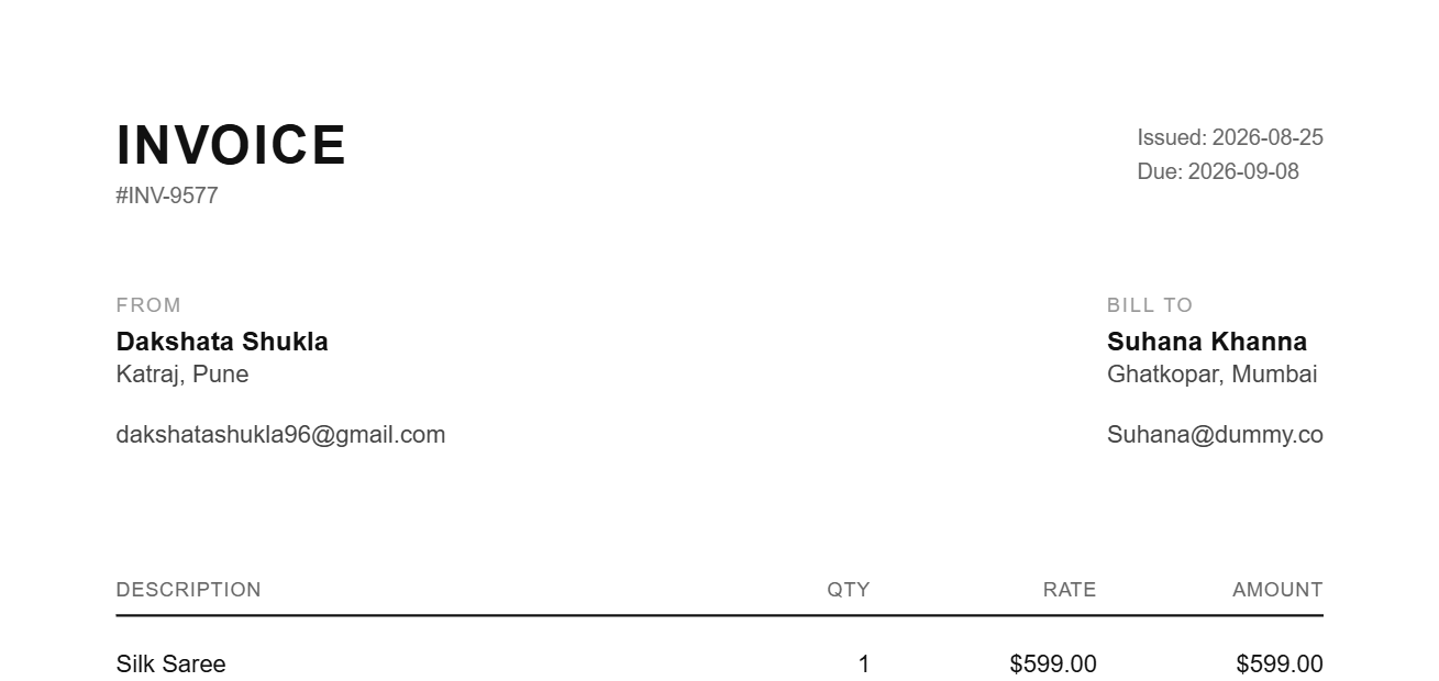 Minimal invoice template preview